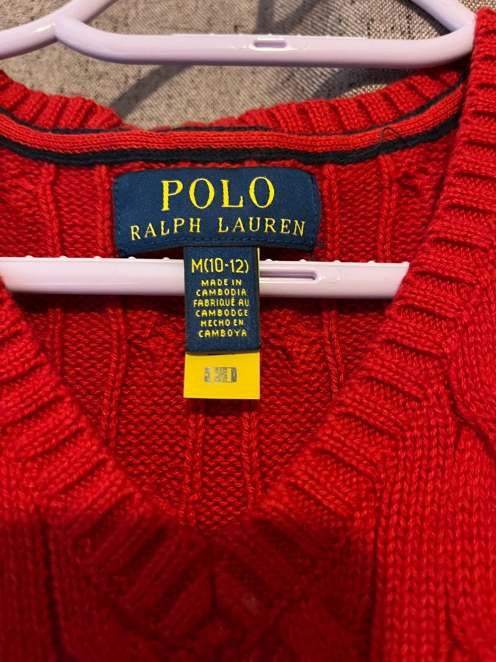 NWOT Polo by Ralph Lauren Red Cable-Knit V-Neck Sweater Vest - Picture 2 of 5